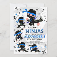 Ninja Birthday Party Invitation Karate Party Blue