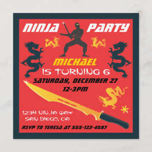 Ninja Birthday Party Invitations