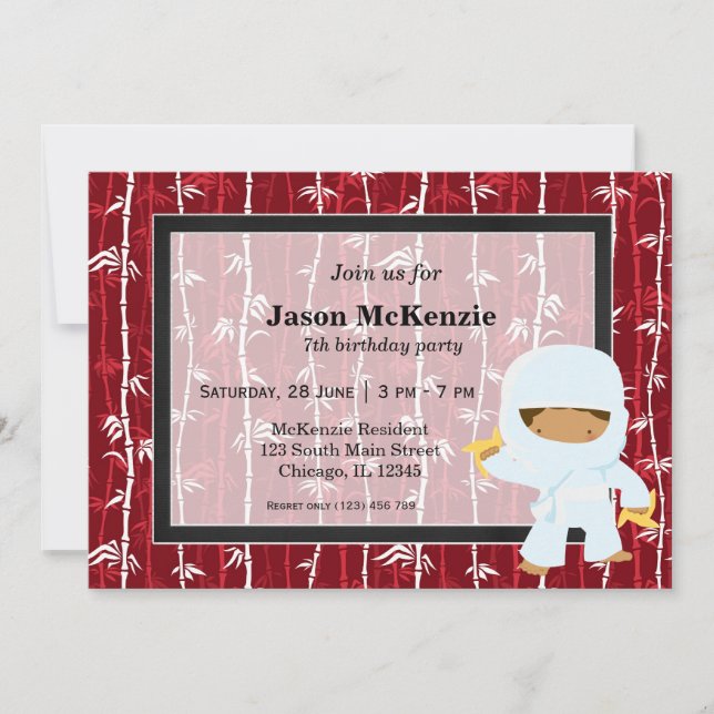 Ninja birthday theme invitation (Front)