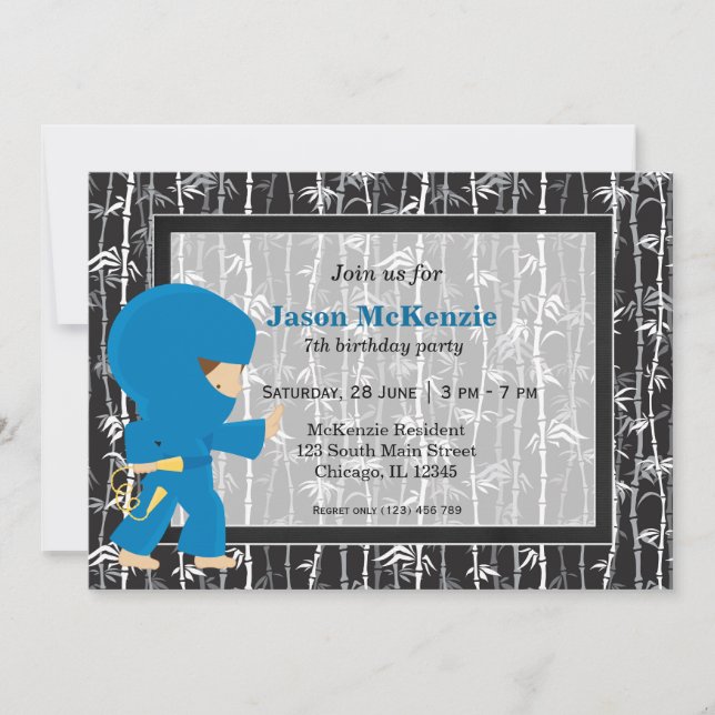 Ninja birthday theme invitation (Front)