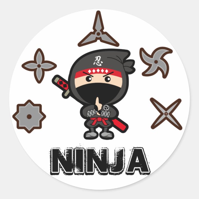 Ninja Boy Classic Round Sticker (Front)
