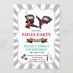 Ninja boy girl joint birthday Invitation