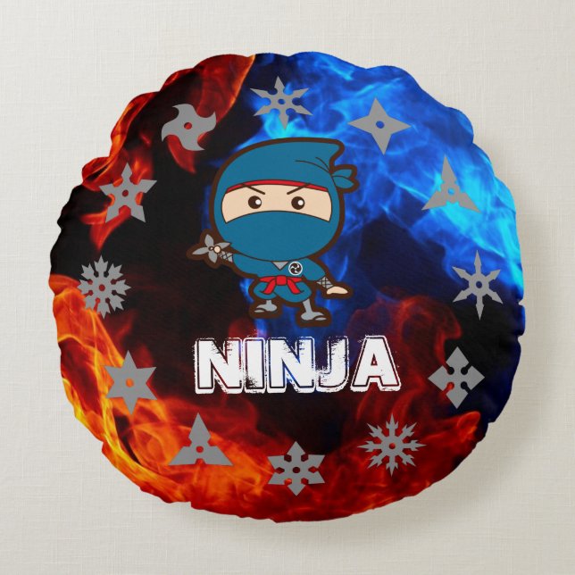 Ninja Boy Round Cushion (Front)