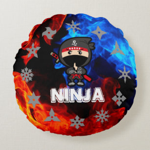 Ninja Boy Round Cushion