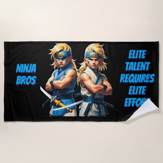 Ninja Bros Elite Effort  Beach Towel (Front)