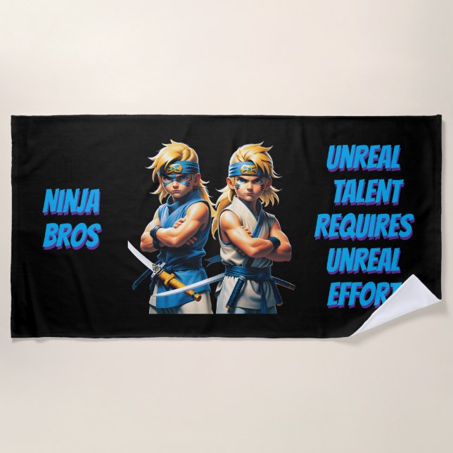 Ninja Bros Unreal Effort  Beach Towel (Front)