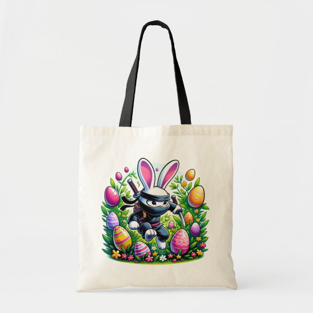 Ninja Bunny Easter Adventure Tote Bag (Front)
