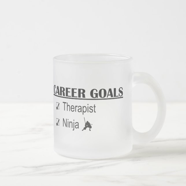 Ninja Career Goals - Therapist Frosted Glass Coffee Mug (Right)