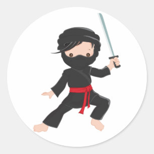 Ninja Cartoon Classic Round Sticker