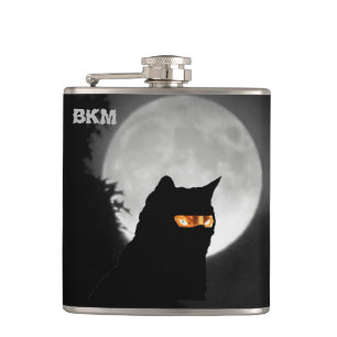 Ninja Cat at Moonrise Hip Flask