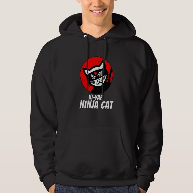 Ninja Cat Distressed Tee For Cat Meow Katana Catzi (Front)