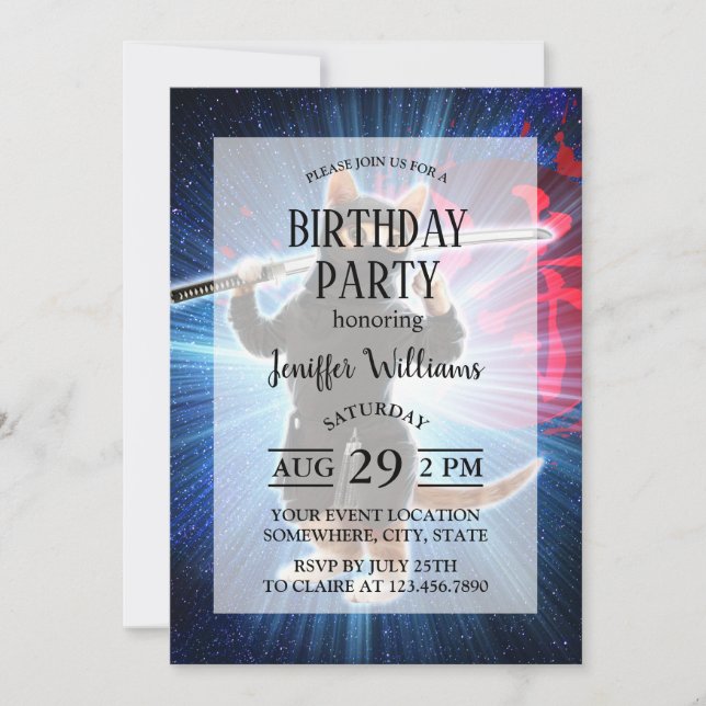Ninja Cat in space.                                Invitation (Front)