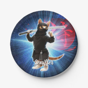 Ninja Cat in space.                                Paper Plate
