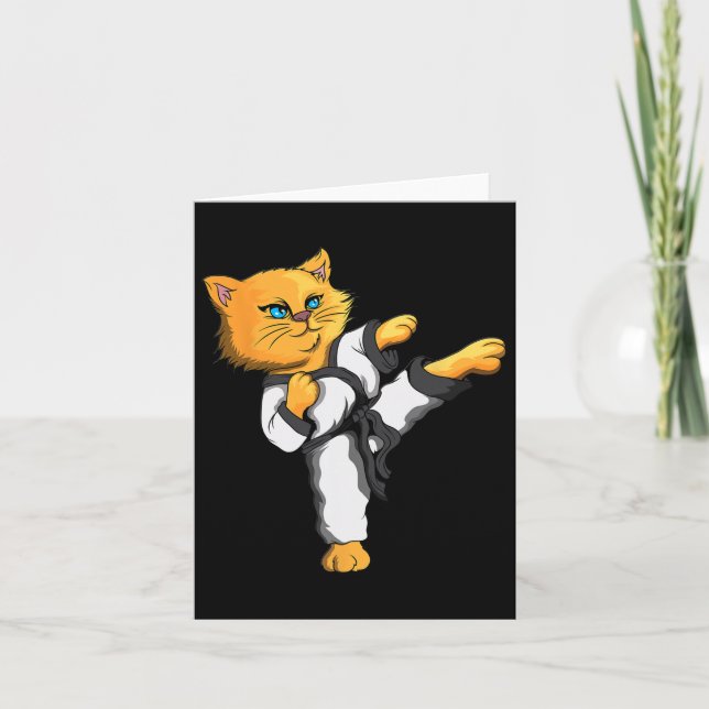 Ninja Cat Karate Martial Arts Taekwondo Cat Owner  Card (Front)