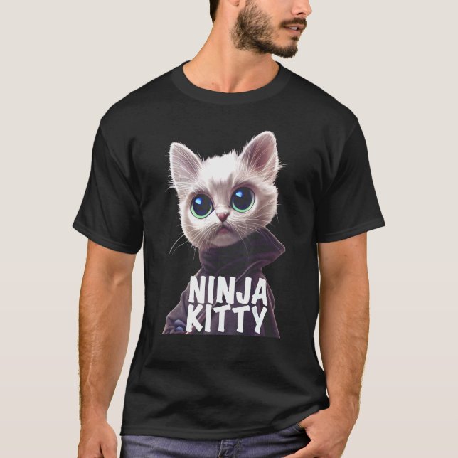 Ninja Cat Ninjitsu Kitten Humour Item Japanese Cul T-Shirt (Front)