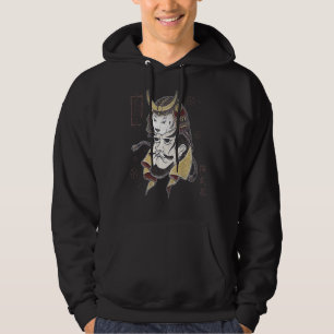 Ninja Cat On Samurai - Vintage Traditional Japanes Hoodie
