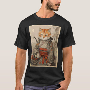 Ninja Cat Samurai Art Ancient Japan Swordfight T-Shirt