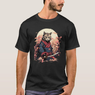 Ninja Cat Samurai Artwork T-Shirt