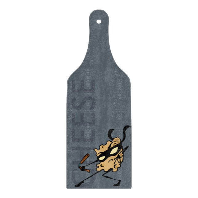 NINJA CHEESE WITH NUNCHUCKS PADDLE CUTTING BOARD (Front)