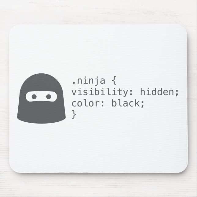 Ninja Computer Code Geeky Funny Mouse Pad (Front)