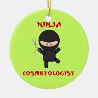 ninja cosmetologist with scissors ceramic tree decoration