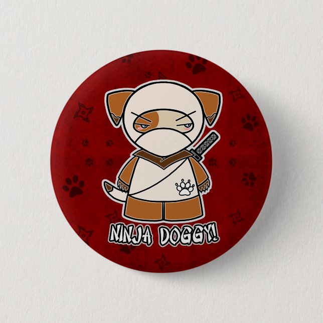 Ninja Doggy! In Red Button (Front)