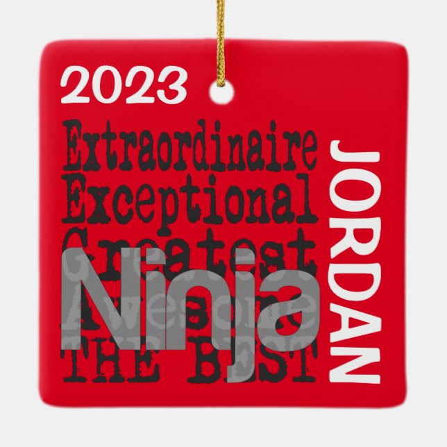 Ninja Extraordinaire CUSTOM Ceramic Ornament (Back)
