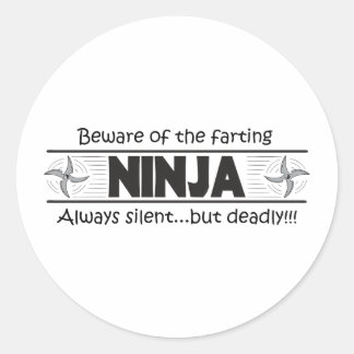 ninja fart classic round sticker