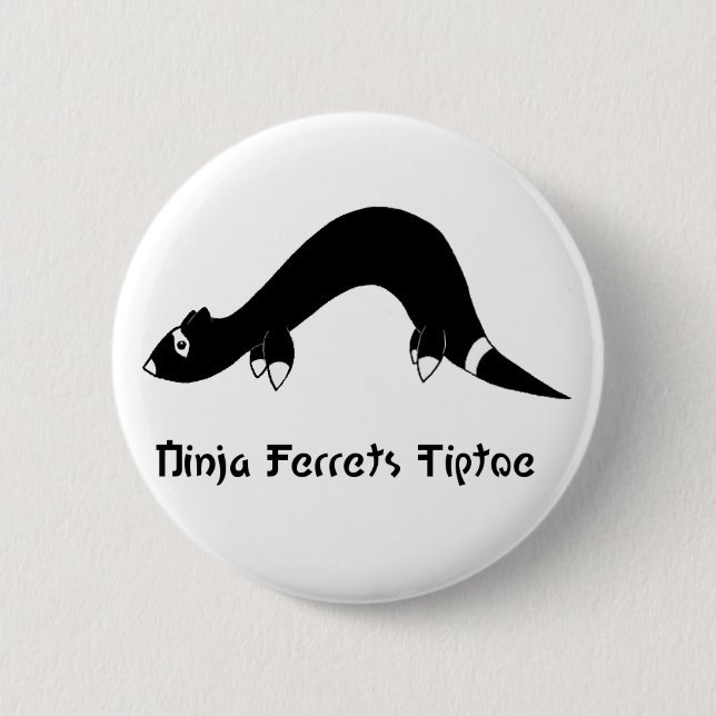 Ninja Ferret White Button (Front)
