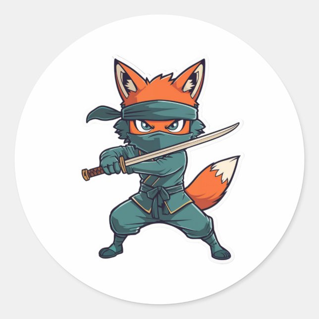 Ninja Fox Sticker – Cute Fox Vinyl Decal (Front)