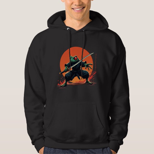 Ninja Frog Warrior – Samurai Katana Anime Fighter  Hoodie (Front)