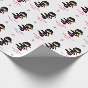 Ninja Gift Wrap Girl Pink Black Personalized
