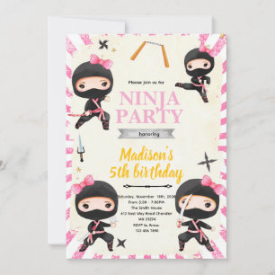 Ninja girl birthday party invitation