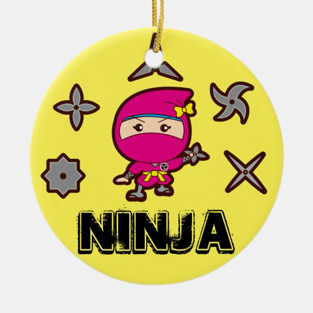 Ninja Girl Ceramic Tree Decoration (Front)