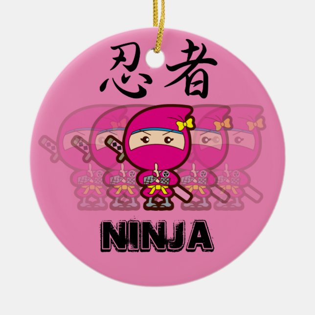 Ninja Girl Ceramic Tree Decoration (Front)