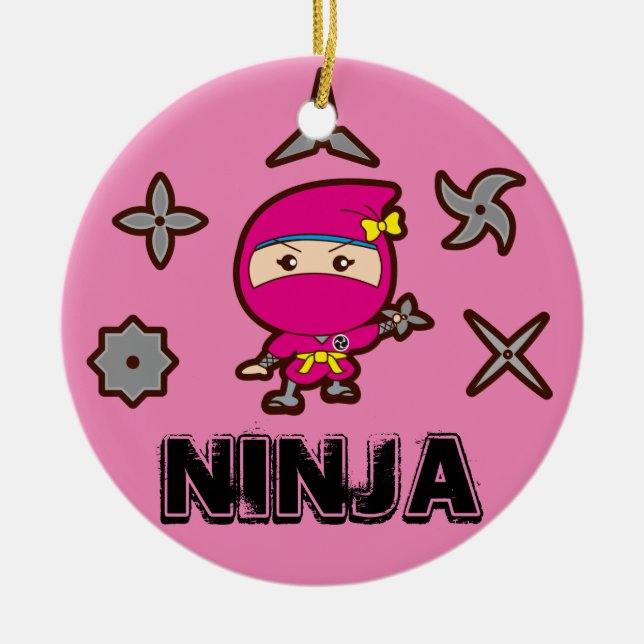 Ninja Girl Ceramic Tree Decoration (Front)