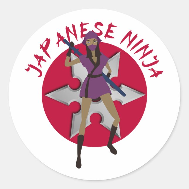Ninja Girl Classic Round Sticker (Front)