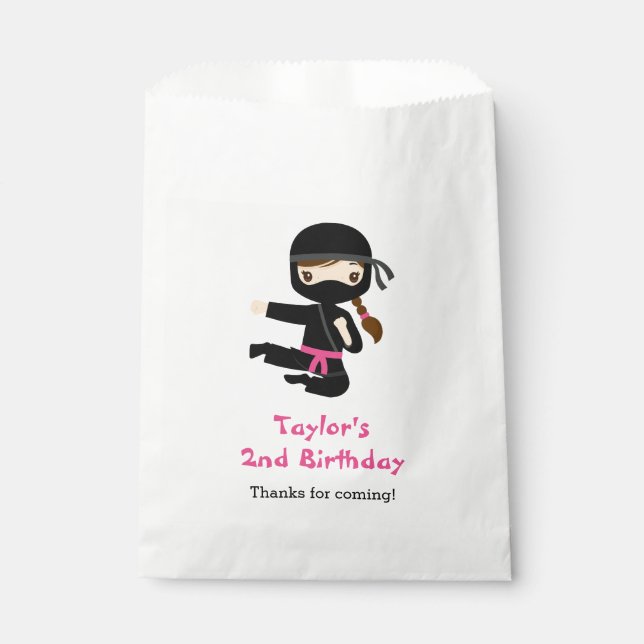 Ninja Girl Favour Bags Personalised Birthday Party (Front)