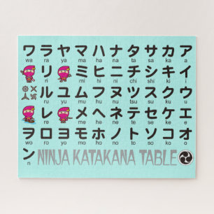 Ninja Girl Japanese Katakana Table Jigsaw Puzzle