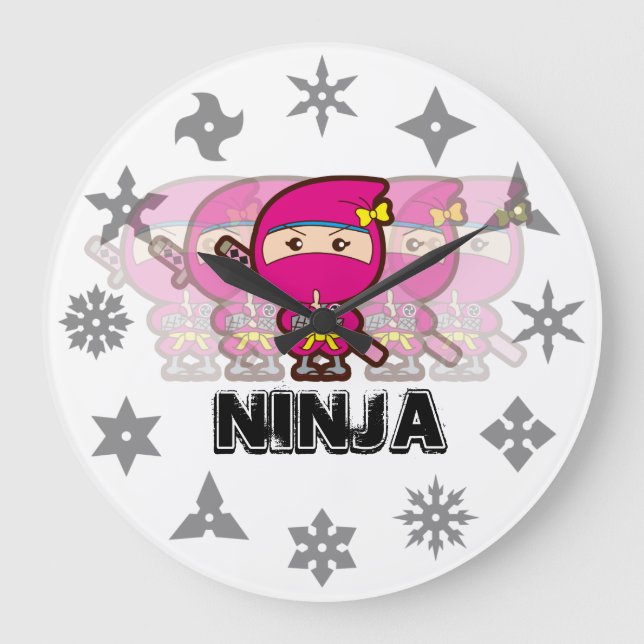 Ninja Girl Large Clock (Front)
