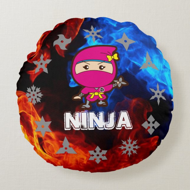 Ninja Girl Round Cushion (Front)
