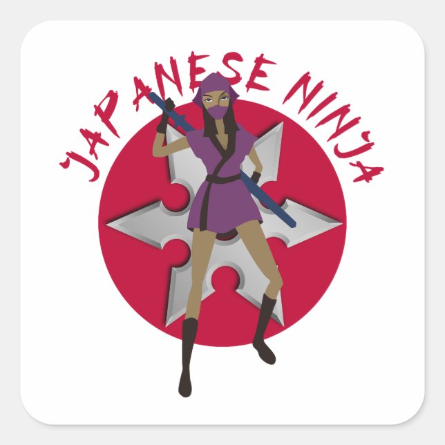 Ninja Girl Square Sticker (Front)