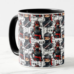 Ninja Girls Anime With Text Pattern Design Mug