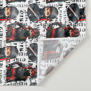 Ninja Girls Anime With Text Pattern Design Tapestry