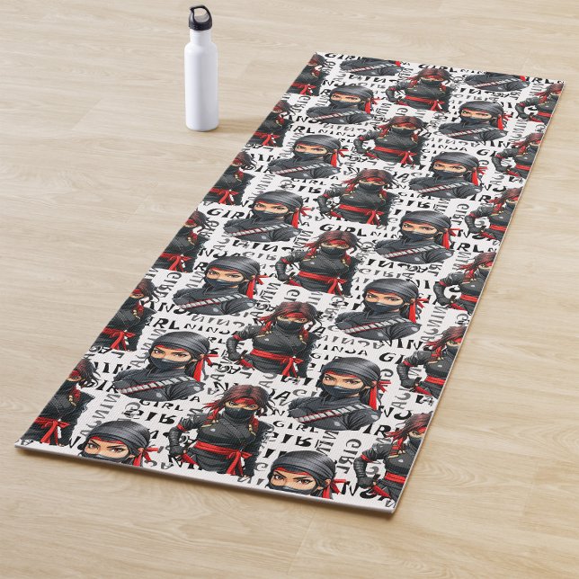 Ninja Girls Anime With Text Pattern Design Yoga Mat (Creator Uploaded)
