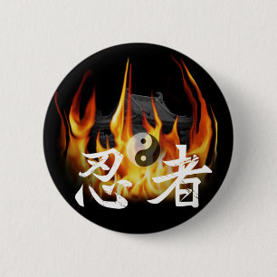 Ninja in Fire 6 Cm Round Badge