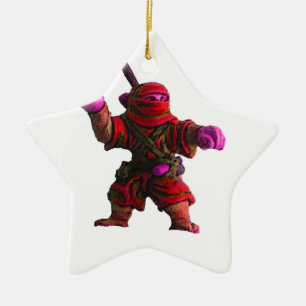 Ninja in Red Ceramic Tree Decoration