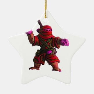 Ninja in Red Ceramic Tree Decoration