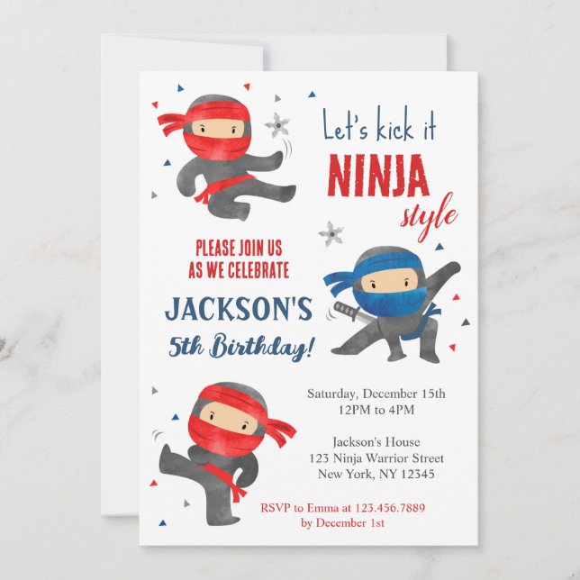 Ninja Karate Birthday Party Invitations (Front)