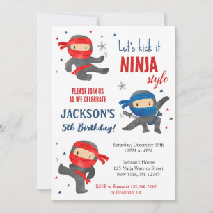 Ninja Karate Birthday Party Invitations